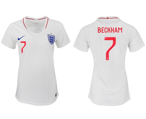 Women's England #7 Beckham Home Soccer Country Jersey