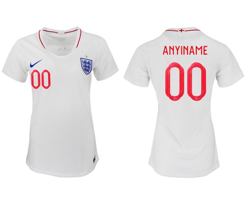 Women's England Personalized Home Soccer Country Jersey