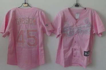 Women's Fashion St.Louis Cardinals #45 Bob Gibson Pink Fashion Baseball Jersey