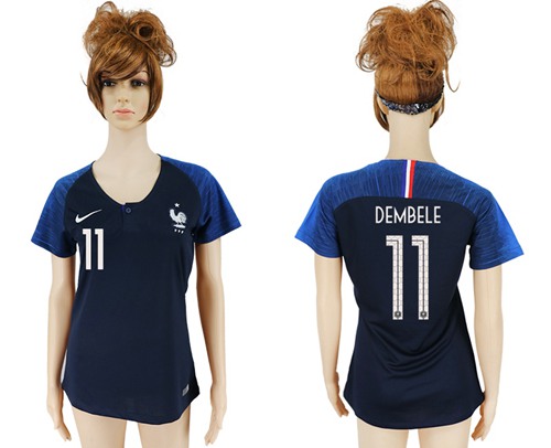 Women's France #11 Dembele Home Soccer Country Jersey