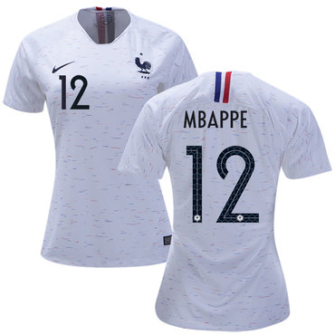 Women's France #12 Mbappe Away Soccer Country Jersey