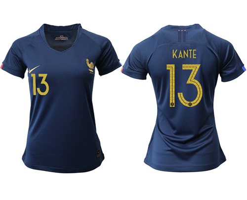 Women's France #13 Kante Home Soccer Country Jersey