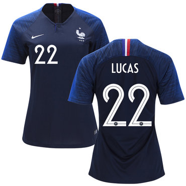 Women's France #22 Lucas Home Soccer Country Jersey