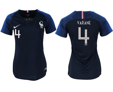 Women's France #4 Varane Home Soccer Country Jersey