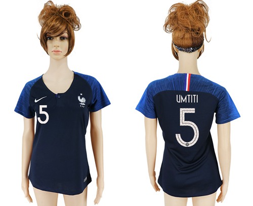 Women's France #5 Umtiti Home Soccer Country Jersey