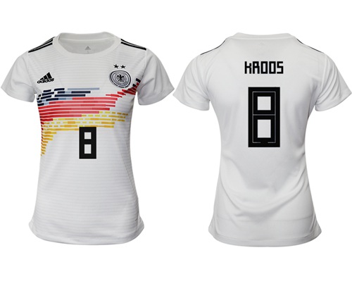 Women's Germany #8 Kroos White Home Soccer Country Jersey