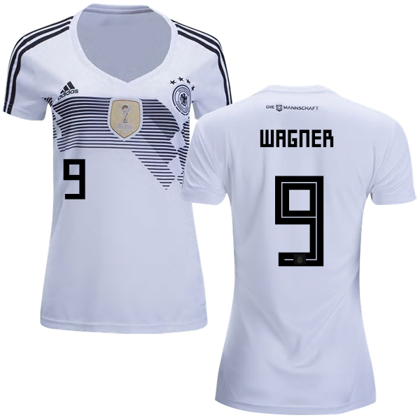 Women's Germany #9 Wagner White Home Soccer Country Jersey