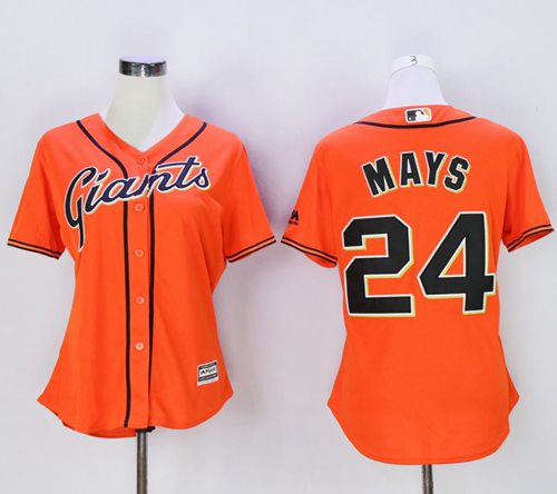 Women's Giants #24 Willie Mays Orange Alternate Stitched MLB Jersey