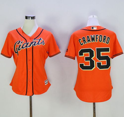 Women's Giants #35 Brandon Crawford Orange Alternate Stitched MLB Jersey
