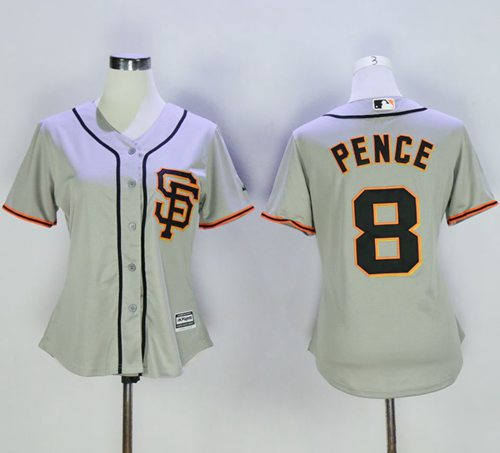 Women's Giants #8 Hunter Pence Grey Road 2 Stitched MLB Jersey