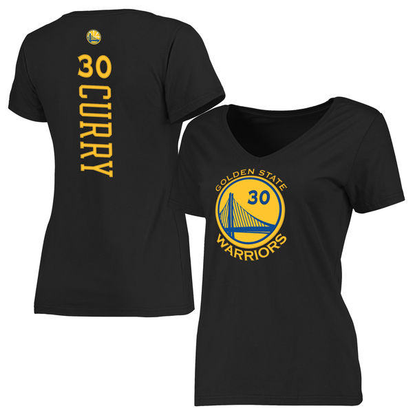 Women's Golden State Warriors 30 Stephen Curry Black Backer Classic Fit T-Shirt