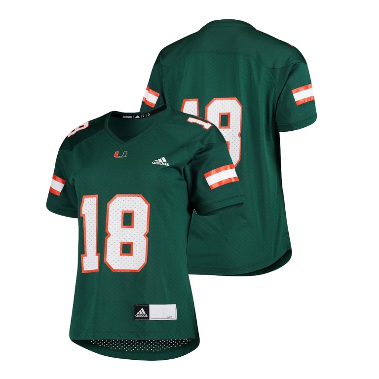 Women's Green Adidas College Football Miami Hurricanes Replica Jersey Women's Jersey Miami Hurricanes College Football Green Women's Replica Jersey