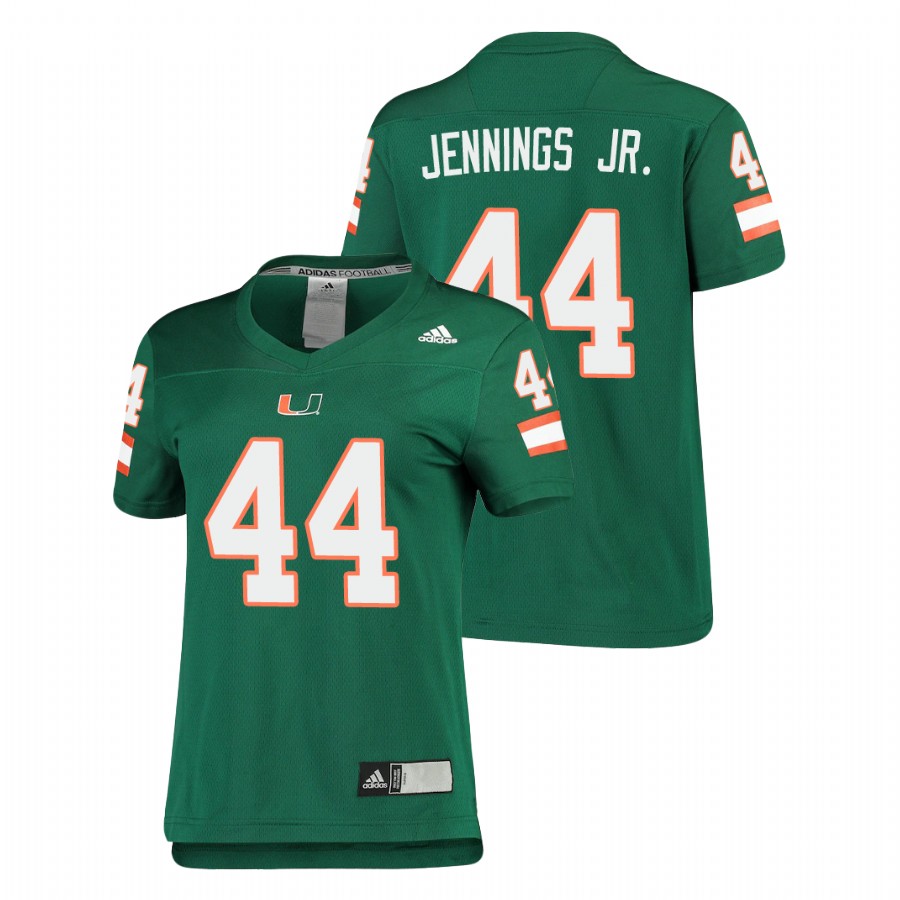 Women's Green Miami Hurricanes Bradley Jennings Jr. Replica Football Jersey Women's Jersey Miami Hurricanes Green Bradley Jennings Jr. Replica Football Jersey