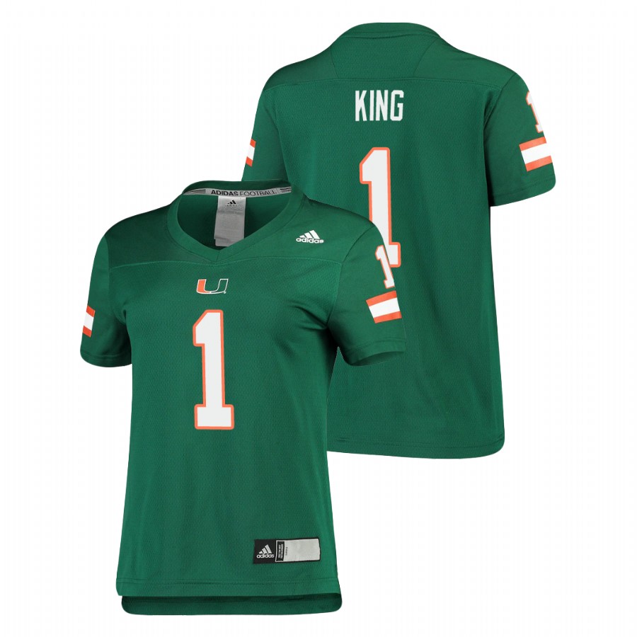 Women's Green Miami Hurricanes D'Eriq King Replica Football Jersey Women's Jersey Miami Hurricanes Green D'Eriq King Replica Football Jersey