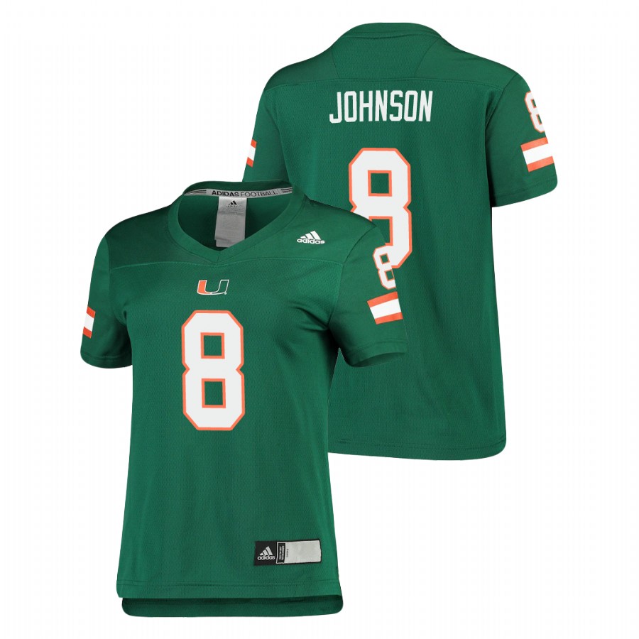 Women's Green Miami Hurricanes Duke Johnson Replica Football Jersey Women's Jersey Miami Hurricanes Green Duke Johnson Replica Football Jersey