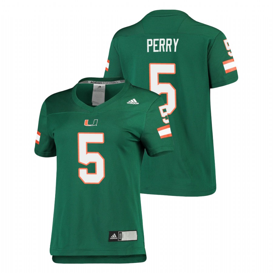 Women's Green Miami Hurricanes N'Kosi Perry Replica Football Jersey Women's Jersey Miami Hurricanes Green N'Kosi Perry Replica Football Jersey