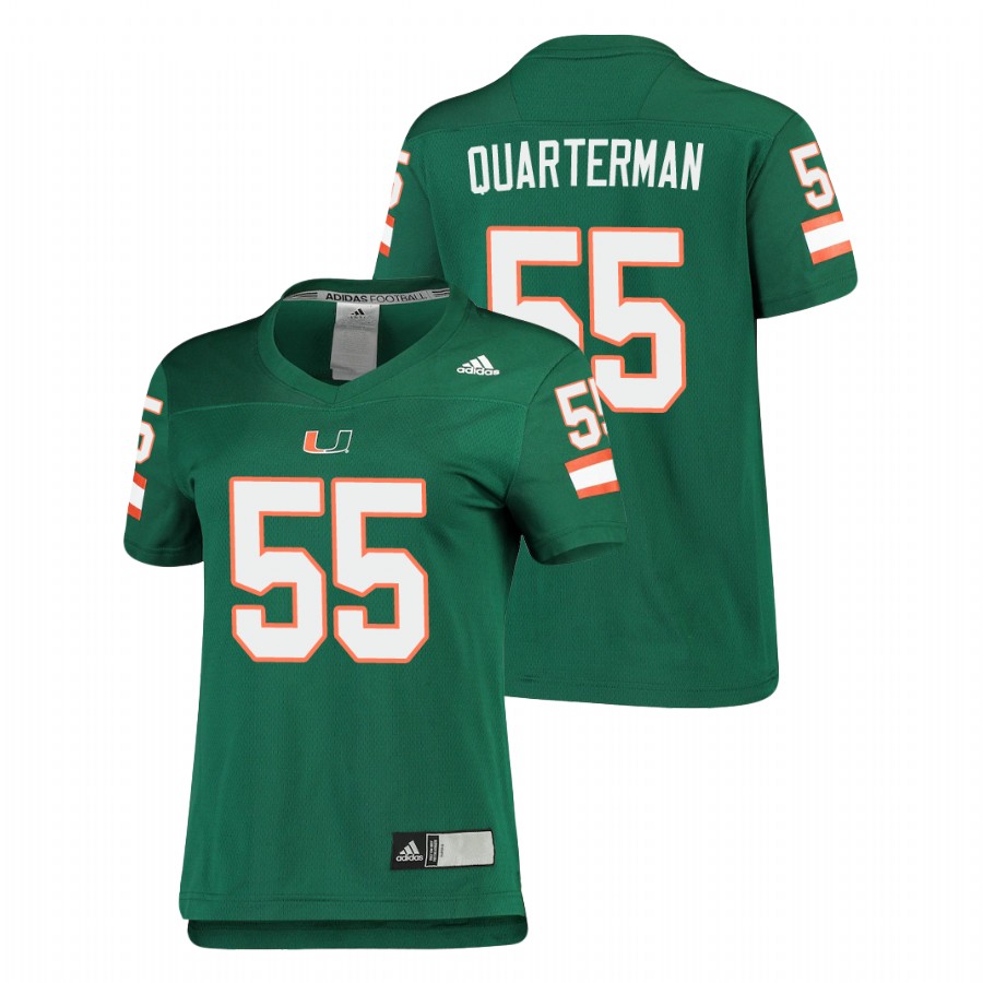 Women's Green Miami Hurricanes Shaquille Quarterman Replica Football Jersey Women's Jersey Miami Hurricanes Green Shaquille Quarterman Replica Football Jersey