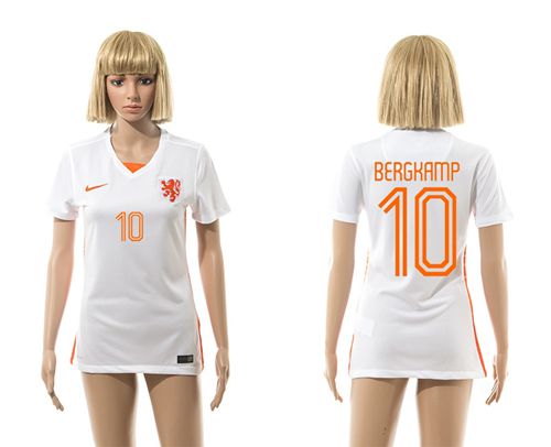 Women's Holland #10 Bergkamp Away Soccer Country Jersey
