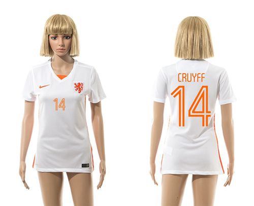 Women's Holland #14 Cruyff Away Soccer Country Jersey