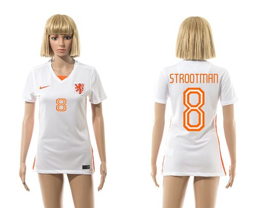 Women's Holland #8 Strootman Away Soccer Country Jersey