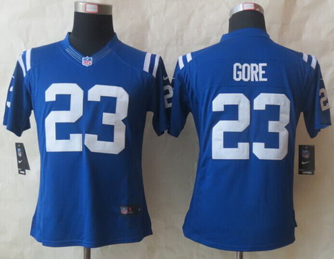 Women's Indianapolis Colts #23 Frank Gore Blue Nike Limited Stitched Jersey