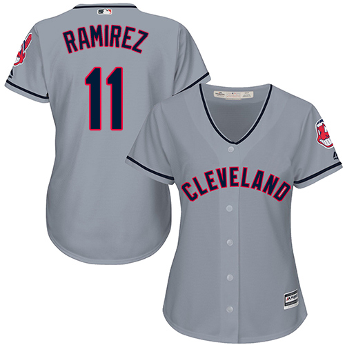 Women's Indians #11 Jose Ramirez Grey Road Women's Stitched Baseball Jersey