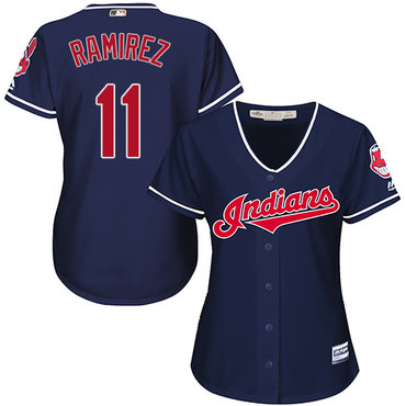 Women's Indians #11 Jose Ramirez Navy Blue Alternate Women's Stitched Baseball Jersey