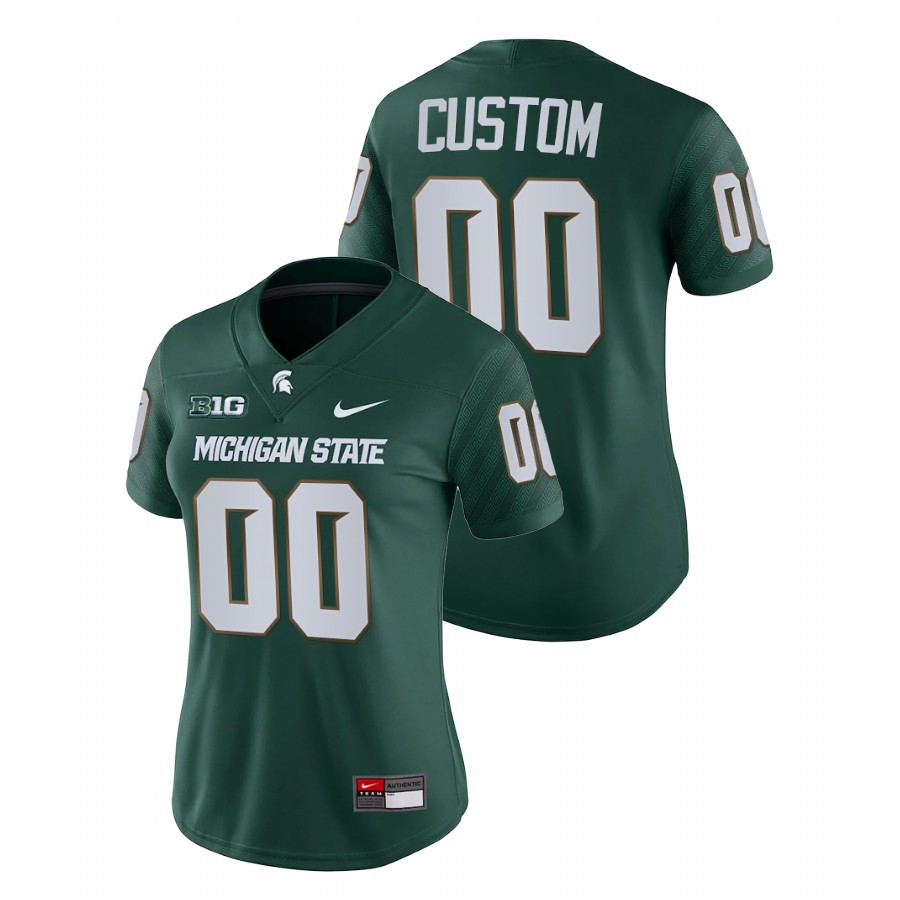 Women's Jersey Michigan State Spartans Custom Green College Football Game Jersey