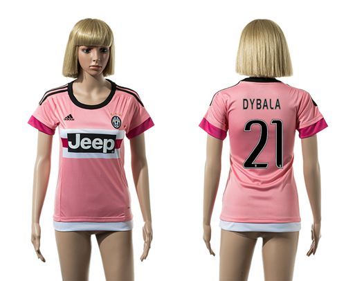 Women's Juventus #21 Dybala Pink Soccer Club Jersey