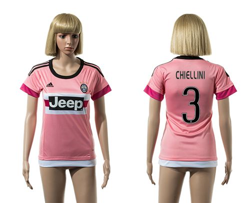 Women's Juventus #3 Chiellini Pink Soccer Club Jersey
