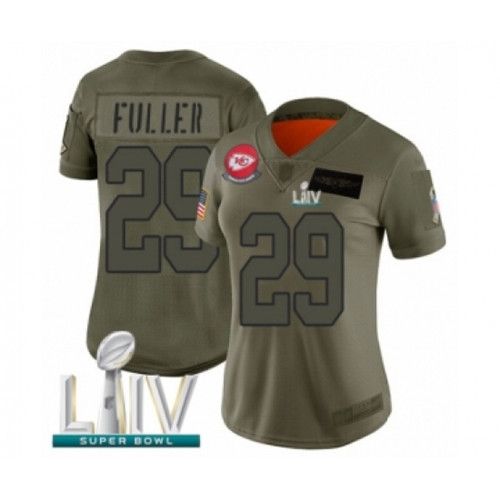 Women's Kansas City Chiefs #29 Kendall Fuller Limited Olive 2019 Salute to Service Super Bowl LIV Bound Football Jersey