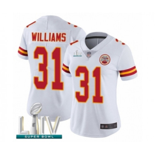 Women's Kansas City Chiefs #31 Darrel Williams White Vapor Untouchable Limited Player Super Bowl LIV Bound Football Jersey