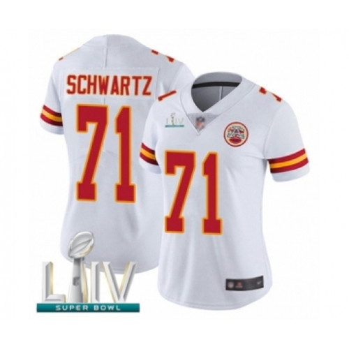 Women's Kansas City Chiefs #71 Mitchell Schwartz White Vapor Untouchable Limited Player Super Bowl LIV Bound Football Jersey