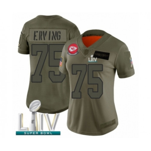 Women's Kansas City Chiefs #75 Cameron Erving Limited Olive 2019 Salute to Service Super Bowl LIV Bound Football Jersey