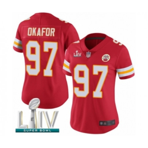 Women's Kansas City Chiefs #97 Alex Okafor Red Team Color Vapor Untouchable Limited Player Super Bowl LIV Bound Football Jersey