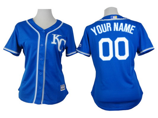 Women's Kansas City Royals Customized KC Navy Blue Jersey