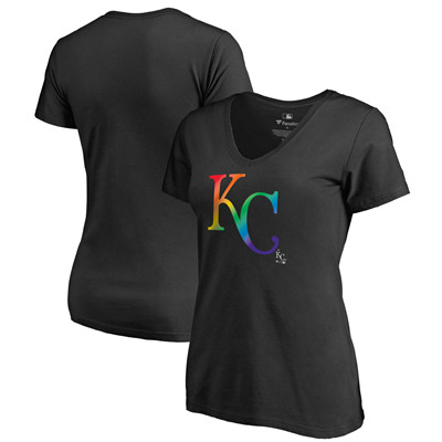 Women's Kansas City Royals Fanatics Branded Black Plus Sizes Pride T-Shirt