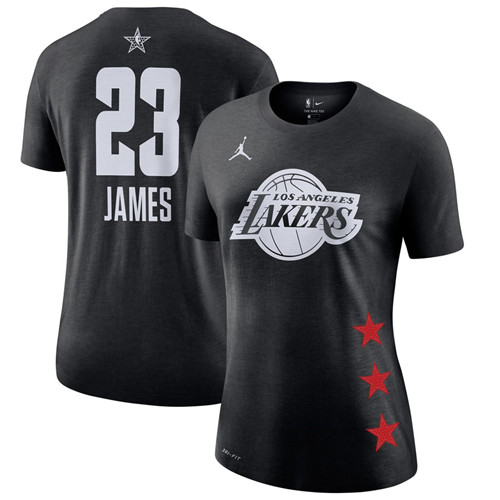 Women's Lakers 23 Lebron James Black 2019 NBA All-Star Game Women's T-Shirt