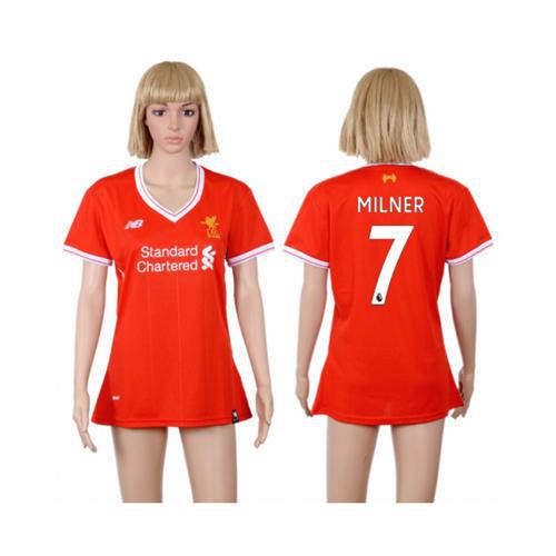 Women's Liverpool #7 Milner Red Home Soccer Club Jersey