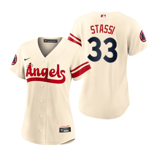 Women's Los Angeles Angels #33 Max Stassi Cream Stitched 2022 City Connect Jersey
