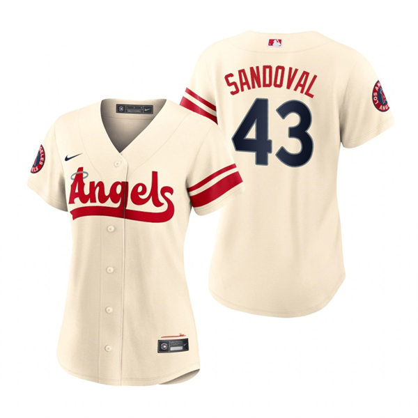 Women's Los Angeles Angels #43 Patrick Sandoval Cream 2022 City Connect Jersey