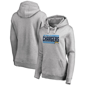Women's Los Angeles Chargers NFL Pro Line By Fanatics Branded Ash Iconic Collection On Side Stripe Pullover Hoodie