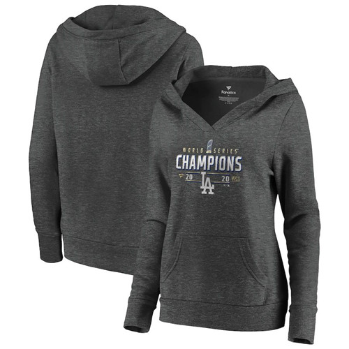 Women's Los Angeles Dodgers Women's 2020 World Series Champions Locker Room Pullover Hoodie Heather Charcoal