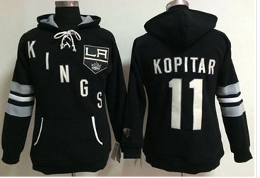 Women's Los Angeles Kings #11 Anze Kopitar Black Old Time Heidi NHL Hoodie