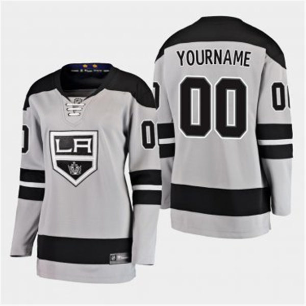 Women's Los Angeles Kings Custom adidas Alternate Grey Stitched NHL Jersey Stitched