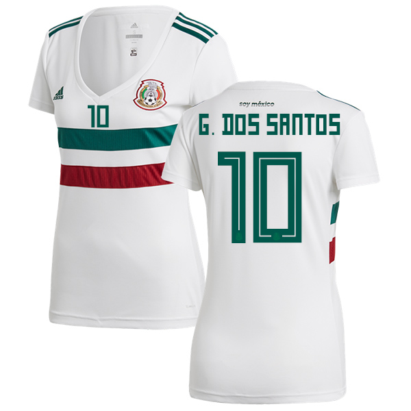 Women's Mexico #10 G.Dos Santos Away Soccer Country Jersey