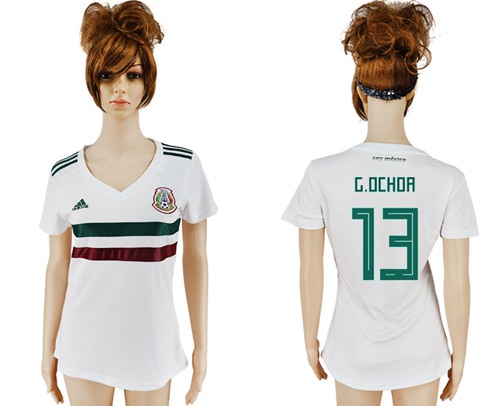 Women's Mexico #13 G.Ochoa Away Soccer Country Jersey