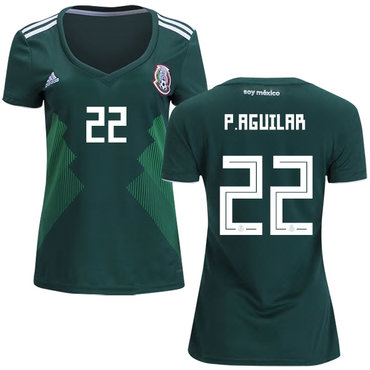 Women's Mexico #22 P.Aguilar Home Soccer Country Jersey