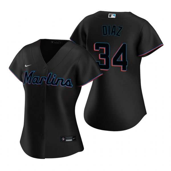 Women's Miami Marlins #34 Lewin DiazNike Black Alternate Jersey