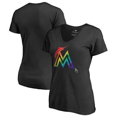 Women's Miami Marlins Fanatics Branded Pride Black T-Shirt